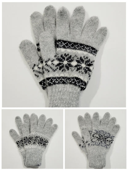 Diamond Wool Gloves, Grey