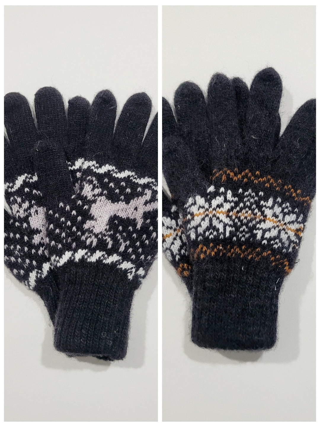 Snowflake Wool Gloves, Black