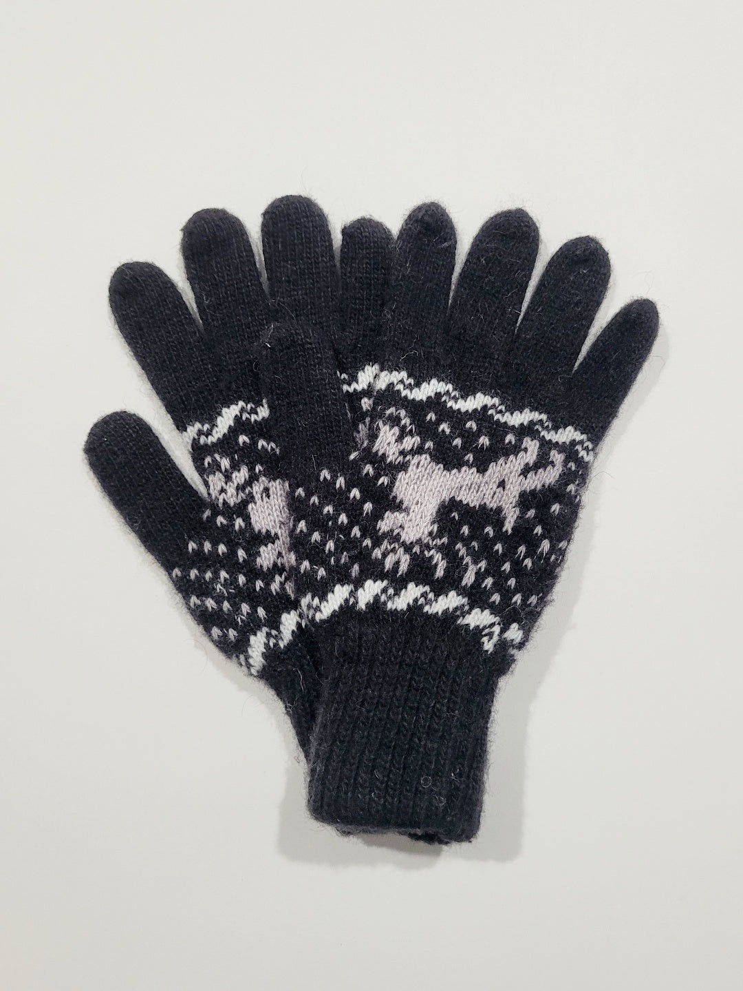 Snowflake Wool Gloves, Black