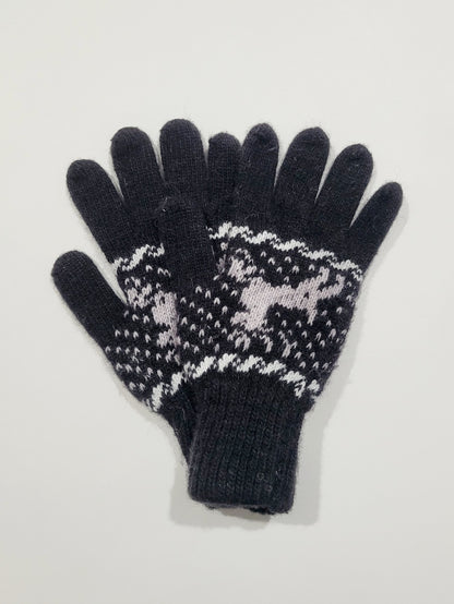 Snowflake Wool Gloves, Black
