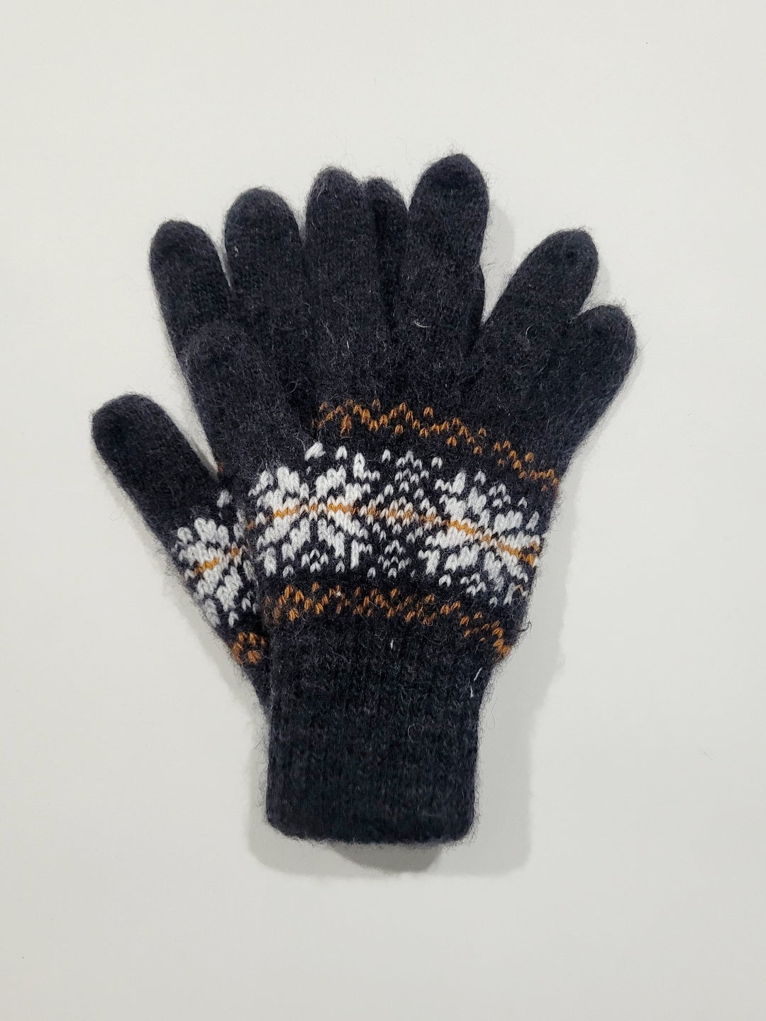 Snowflake Wool Gloves, Black
