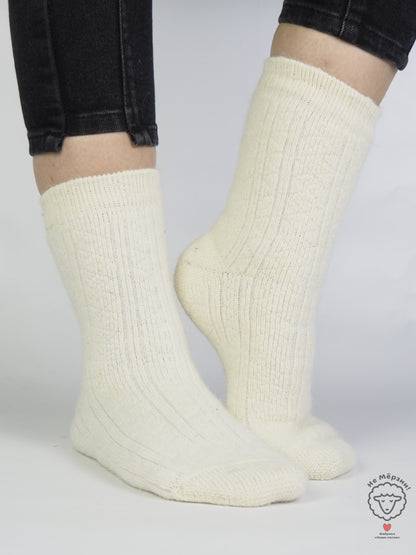 Lace Knit Wool Socks, White