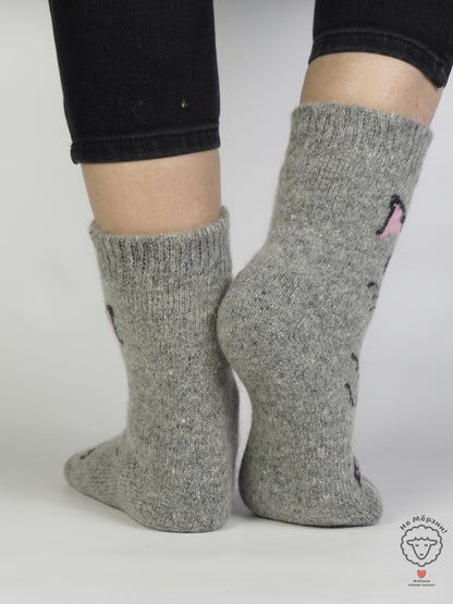 Kitten Wool Socks, Grey