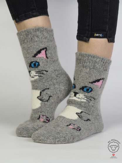 Kitten Wool Socks, Grey