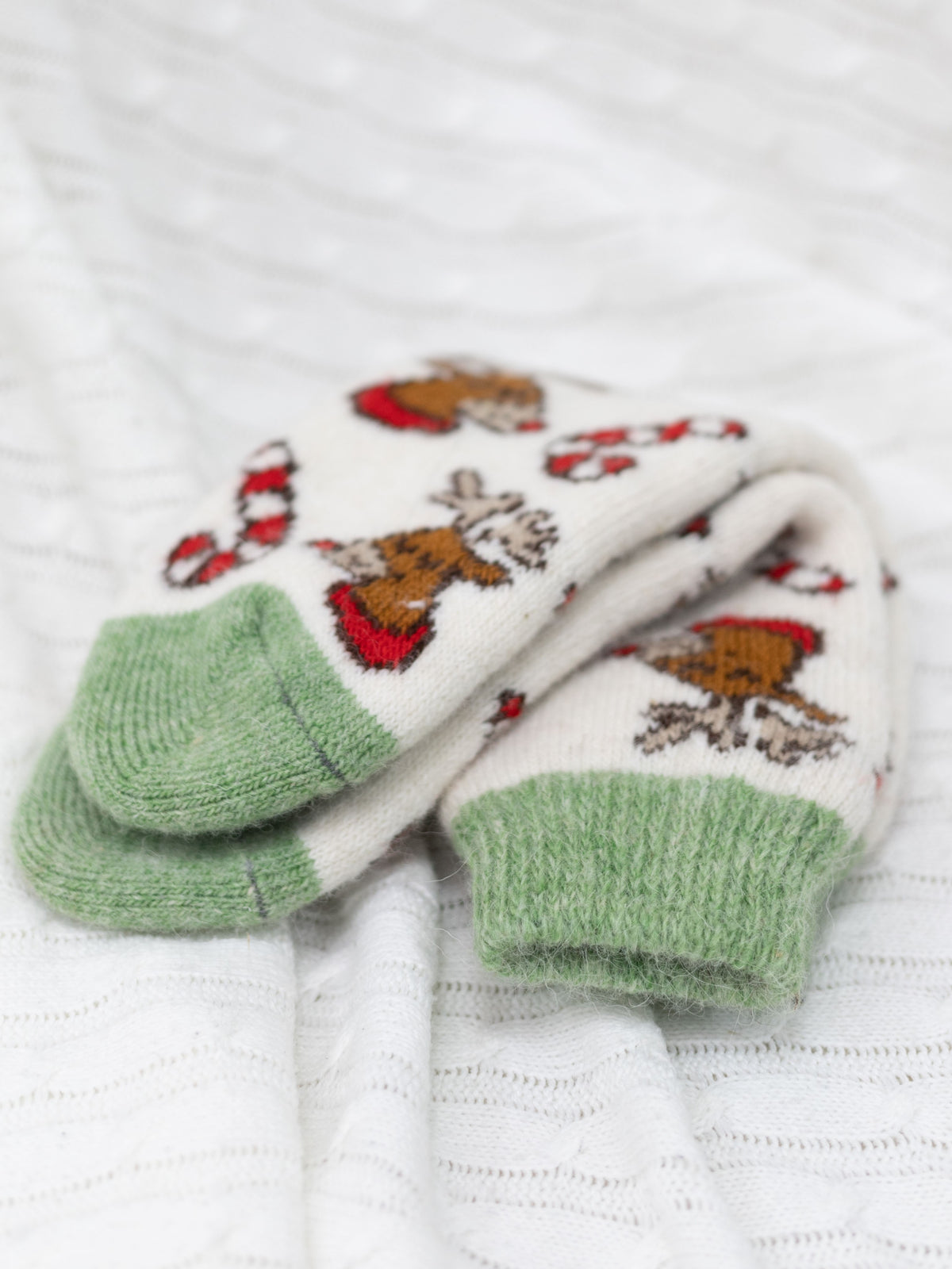 Christmas Reindeer Wool Socks, Cream