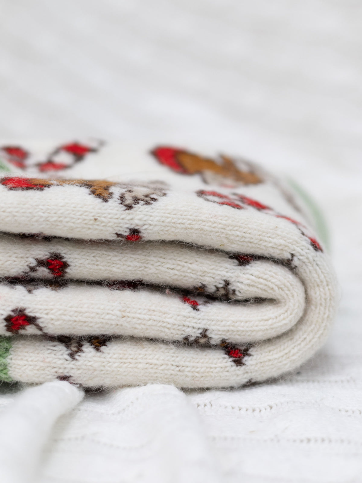 Christmas Reindeer Wool Socks, Cream