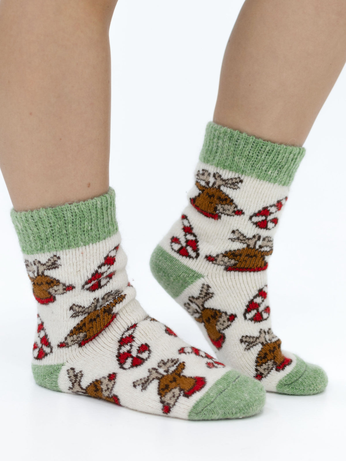 Christmas Reindeer Wool Socks, Cream