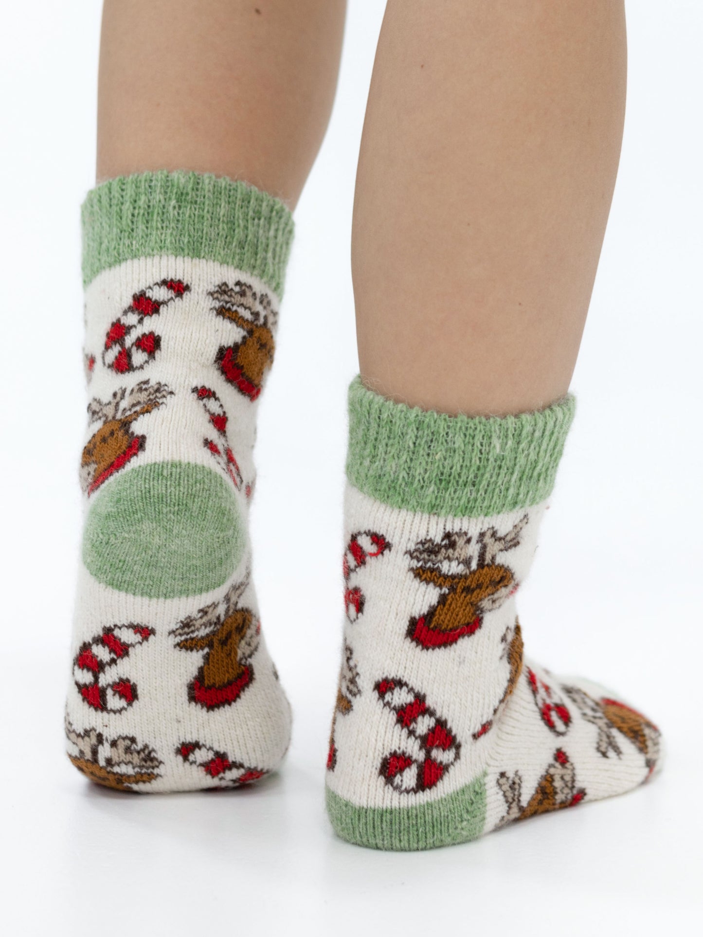 Christmas Reindeer Wool Socks, Cream