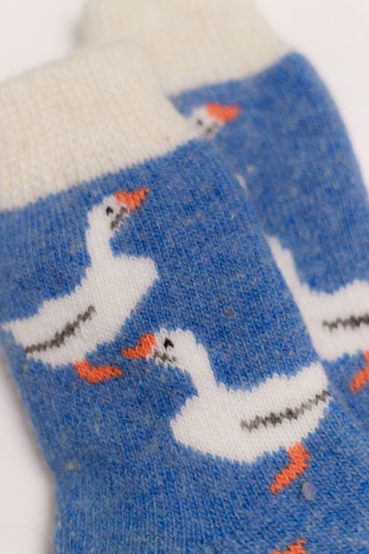 Geese Wool Socks, Blue