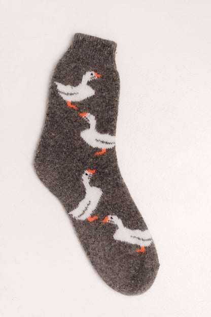Geese Wool Socks, Dark Grey