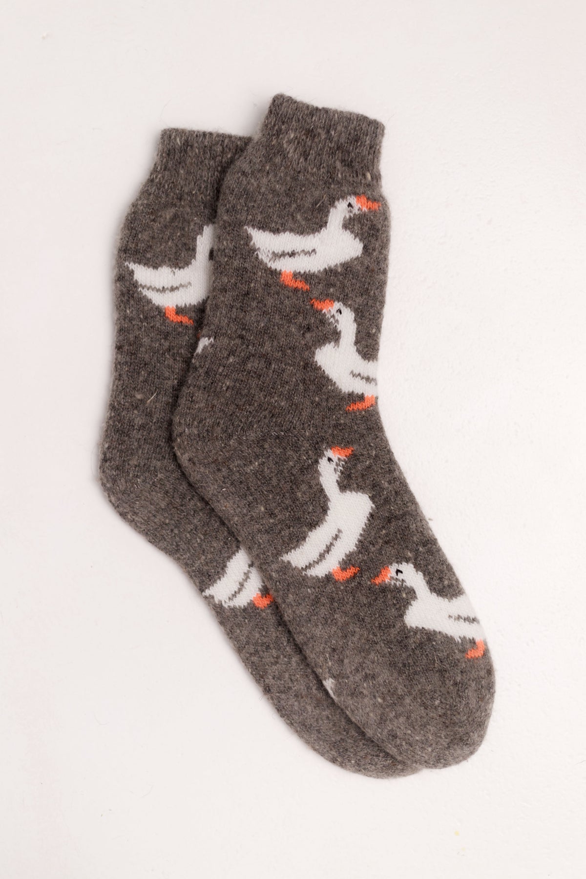Geese Wool Socks, Dark Grey