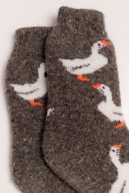 Geese Wool Socks, Dark Grey