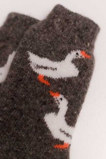 Geese Wool Socks, Dark Grey