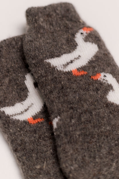 Geese Wool Socks, Dark Grey