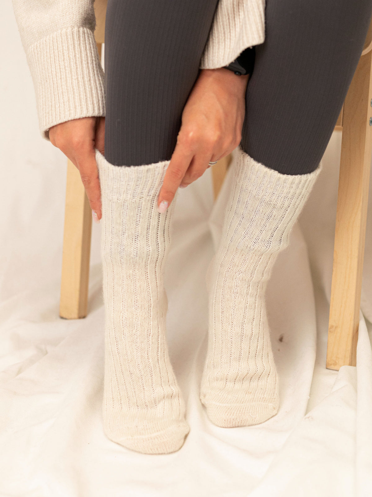 Aurora Wool Socks, White