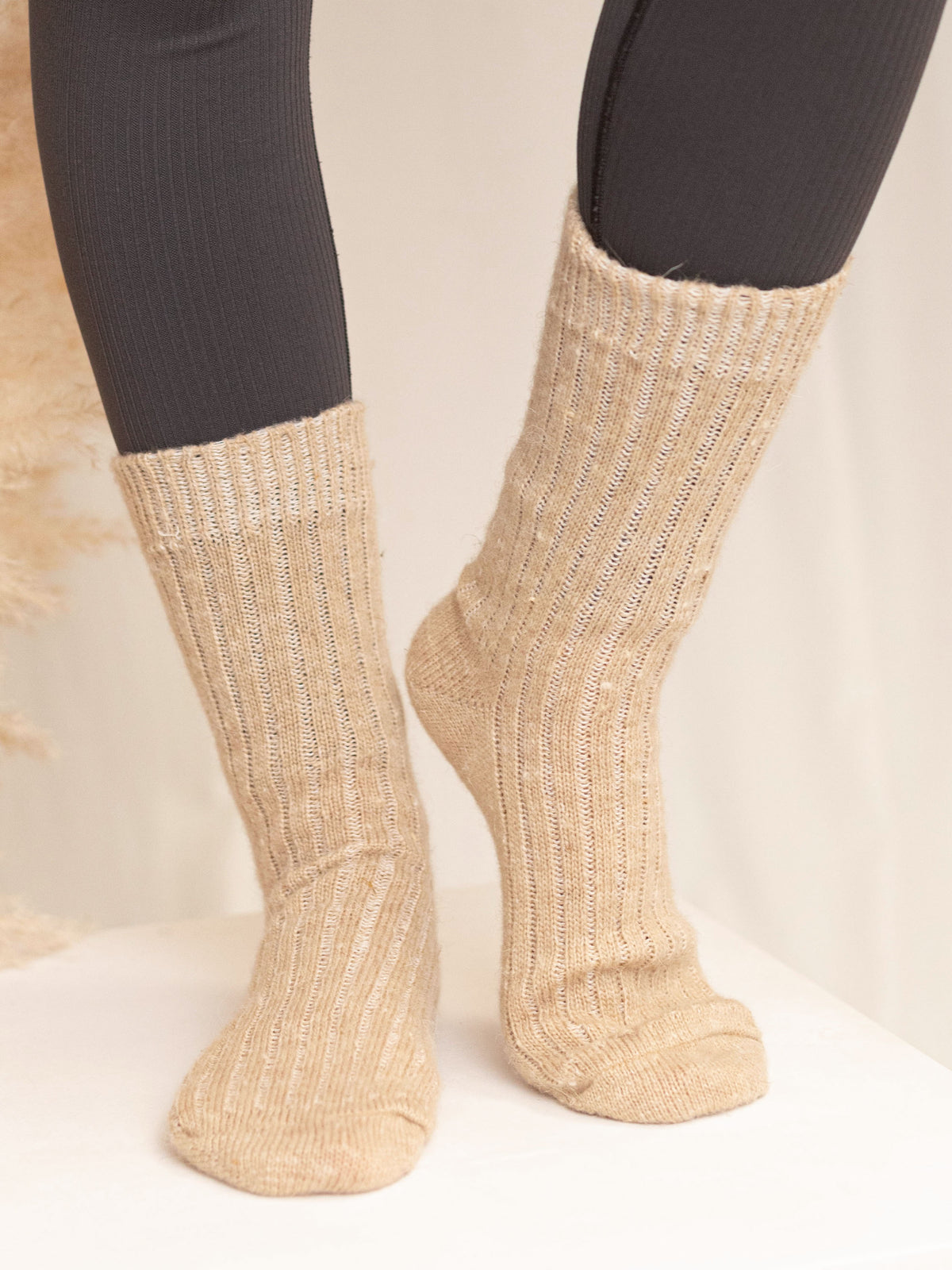 Aurora Wool Socks, Beige