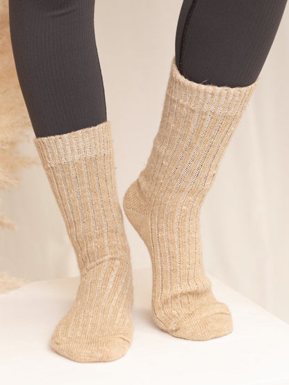 Aurora Wool Socks, Beige
