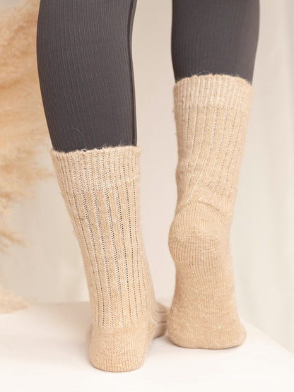 Aurora Wool Socks, Beige