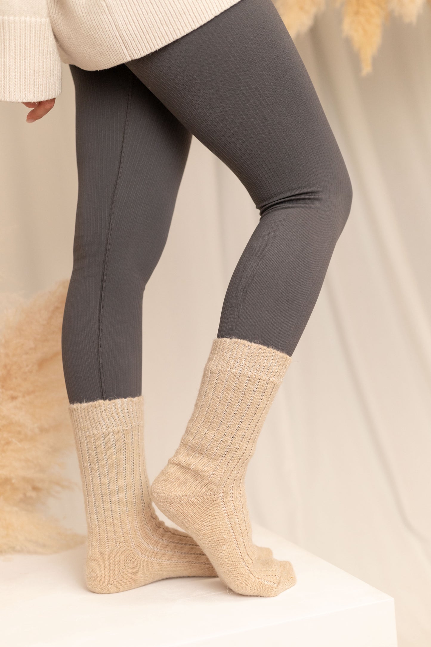 Aurora Wool Socks, Beige