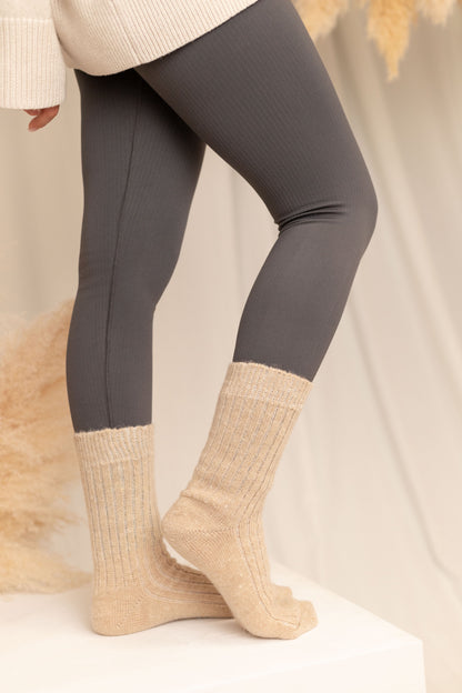 Aurora Wool Socks, Beige