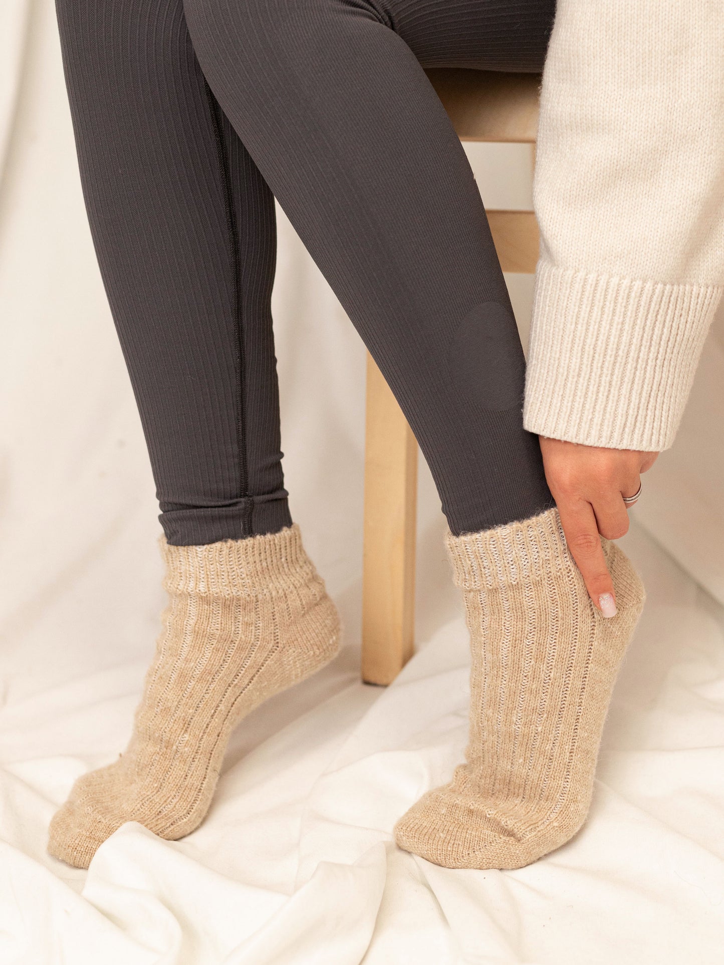 Aurora Wool Footies, Beige