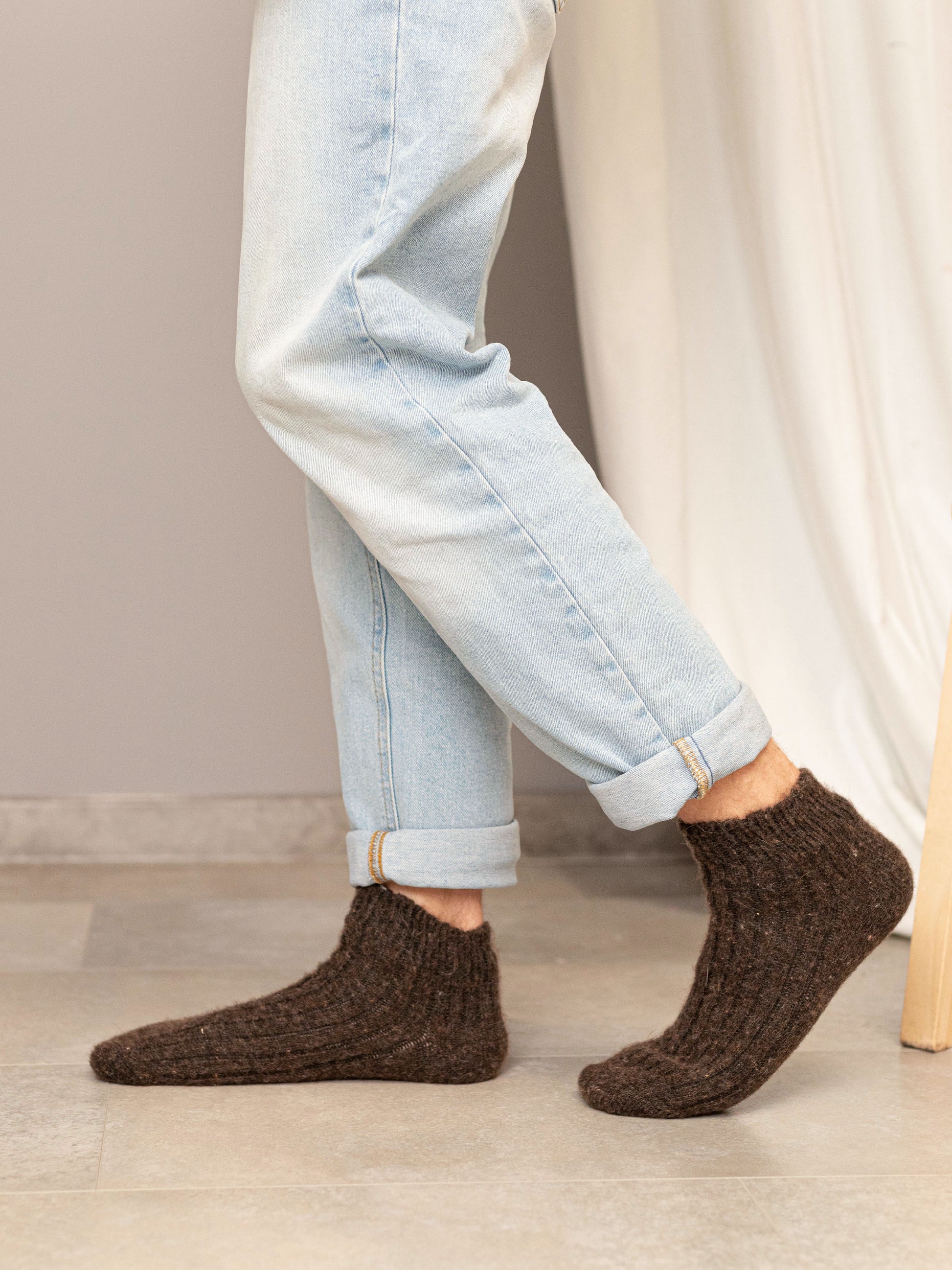 Aurora Wool Footies, Dark Brown