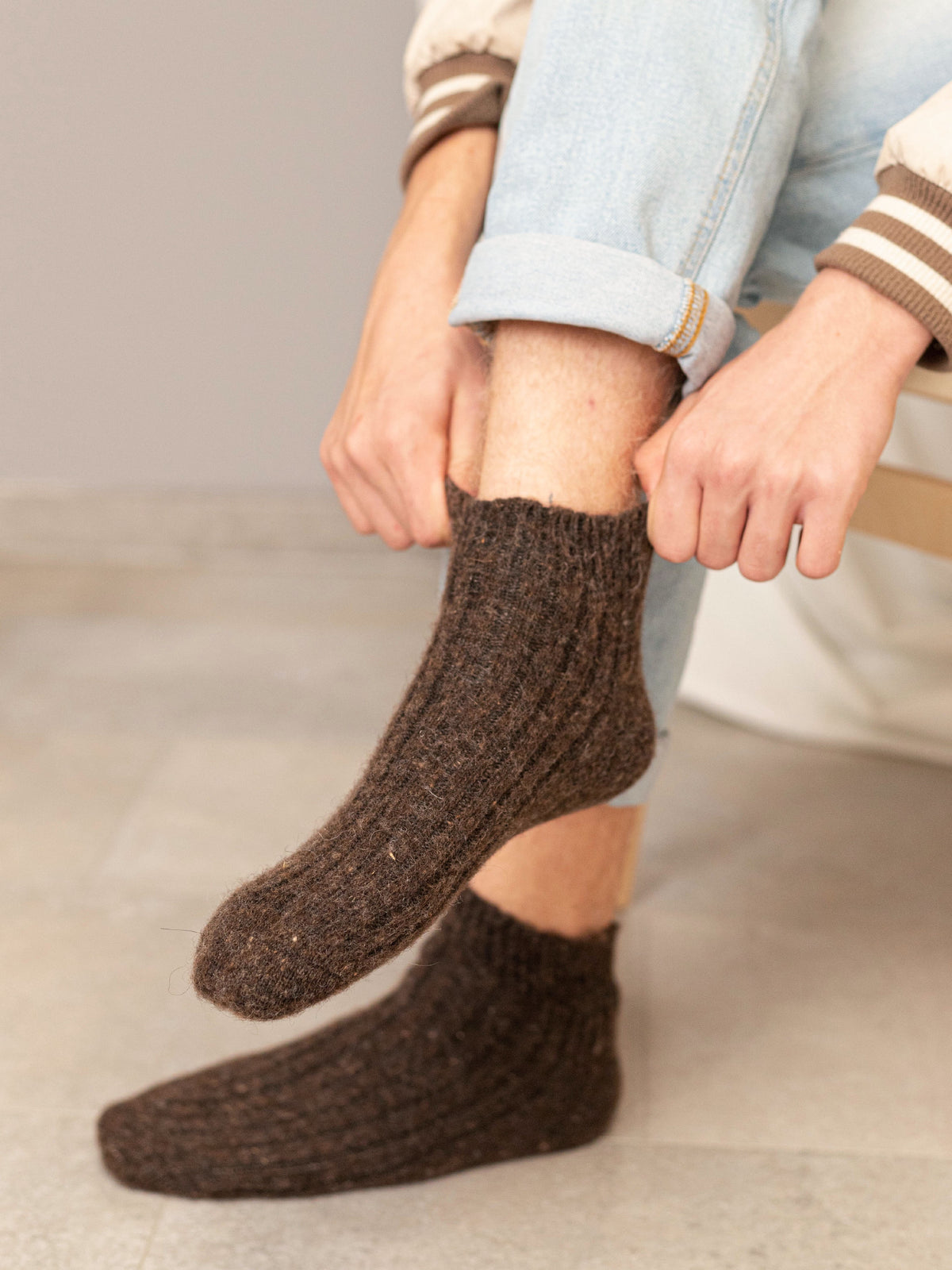 Aurora Wool Footies, Dark Brown