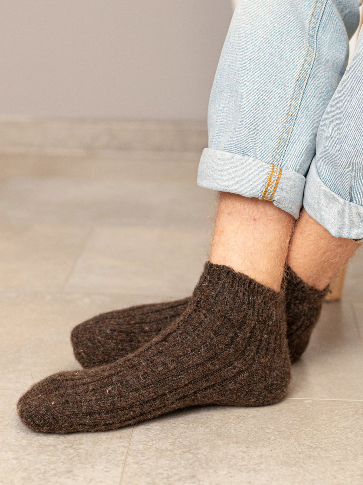 Aurora Wool Footies, Dark Brown