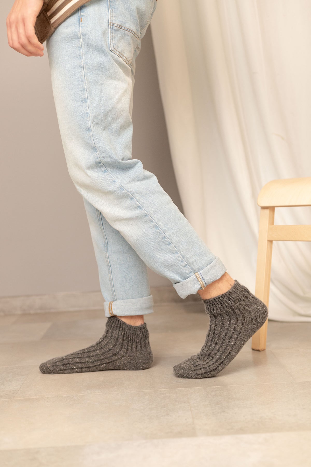 Aurora Wool Footies, Dark Grey