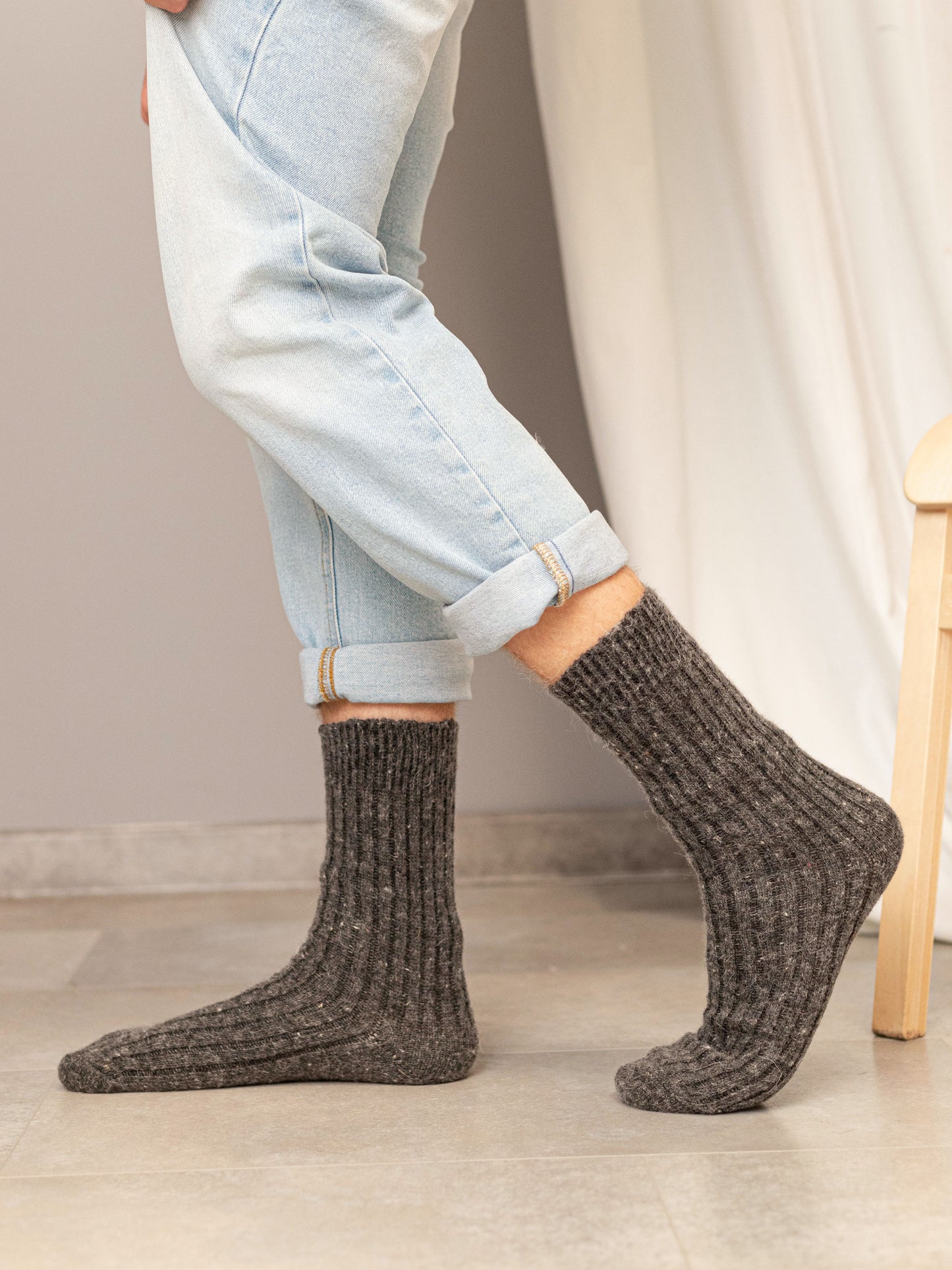 Aurora Wool Socks, Dark Grey