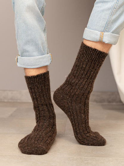 Aurora Wool Socks, Dark Brown