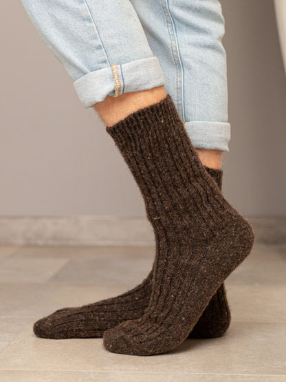 Aurora Wool Socks, Dark Brown