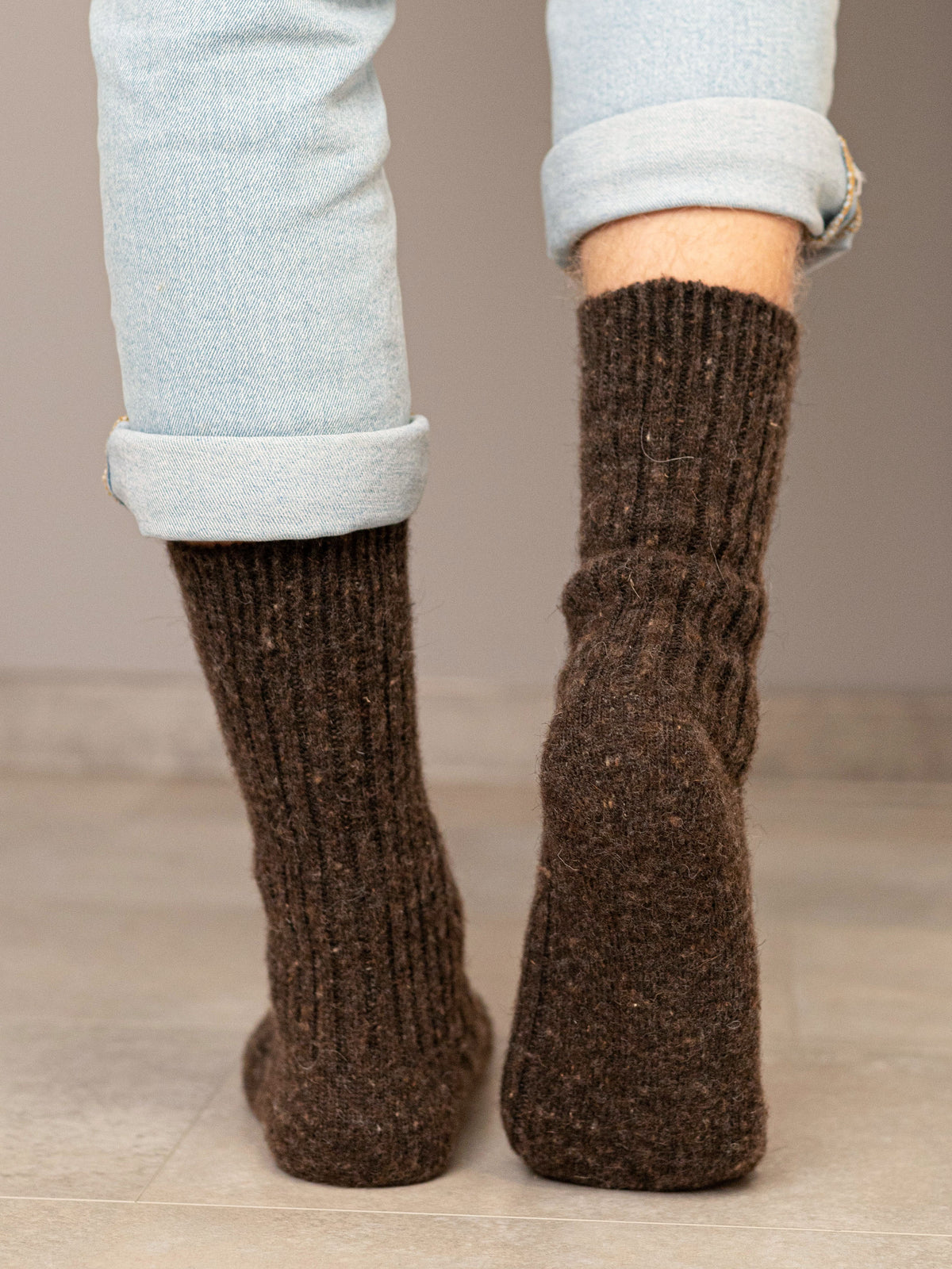 Aurora Wool Socks, Dark Brown