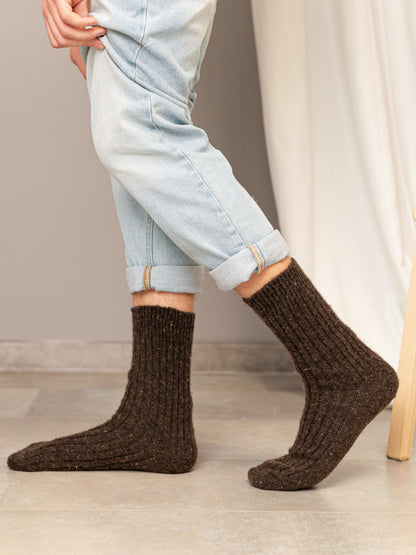 Aurora Wool Socks, Dark Brown