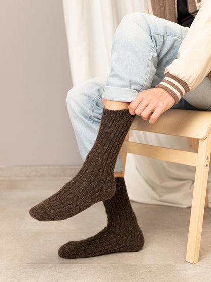 Aurora Wool Socks, Dark Brown