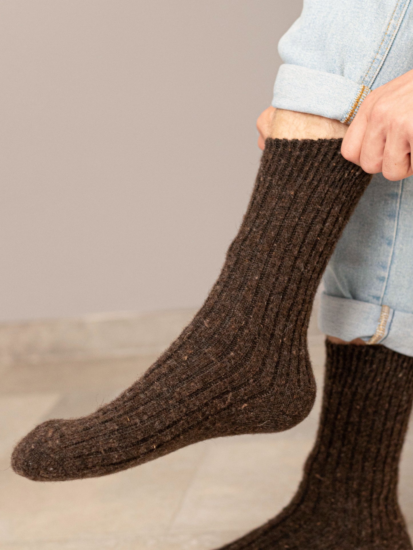 Aurora Wool Socks, Dark Brown