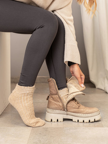 Aurora Wool Footies, Beige