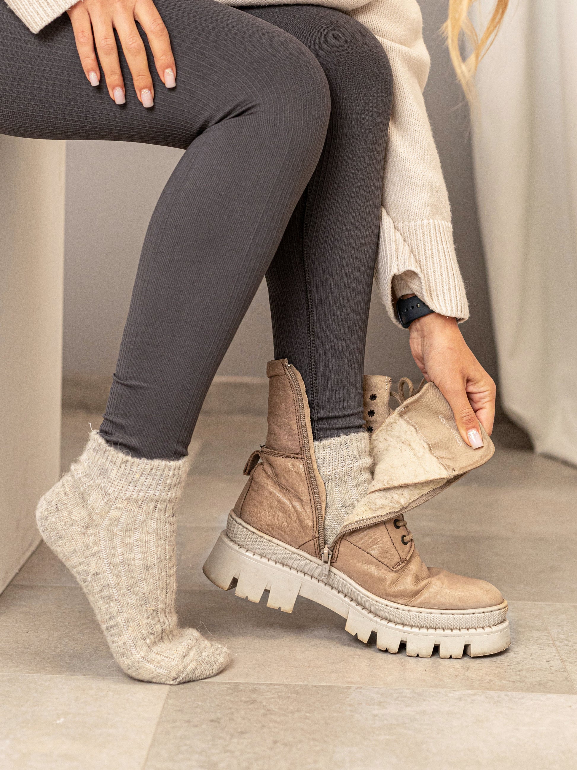 Aurora Wool Footies, Grey