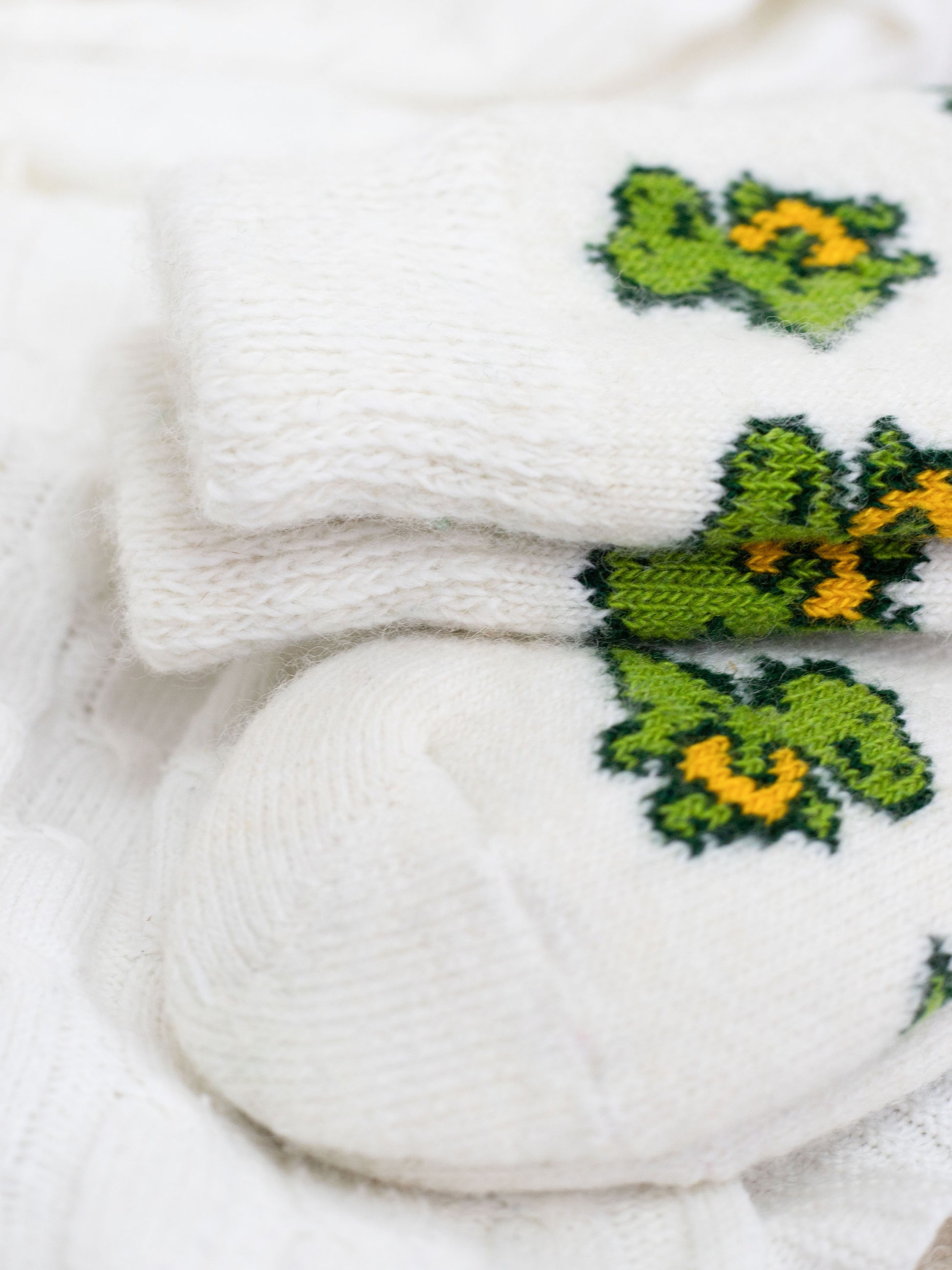 Dinosaur Wool Socks, Cream