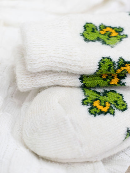Dinosaur Wool Socks, Cream