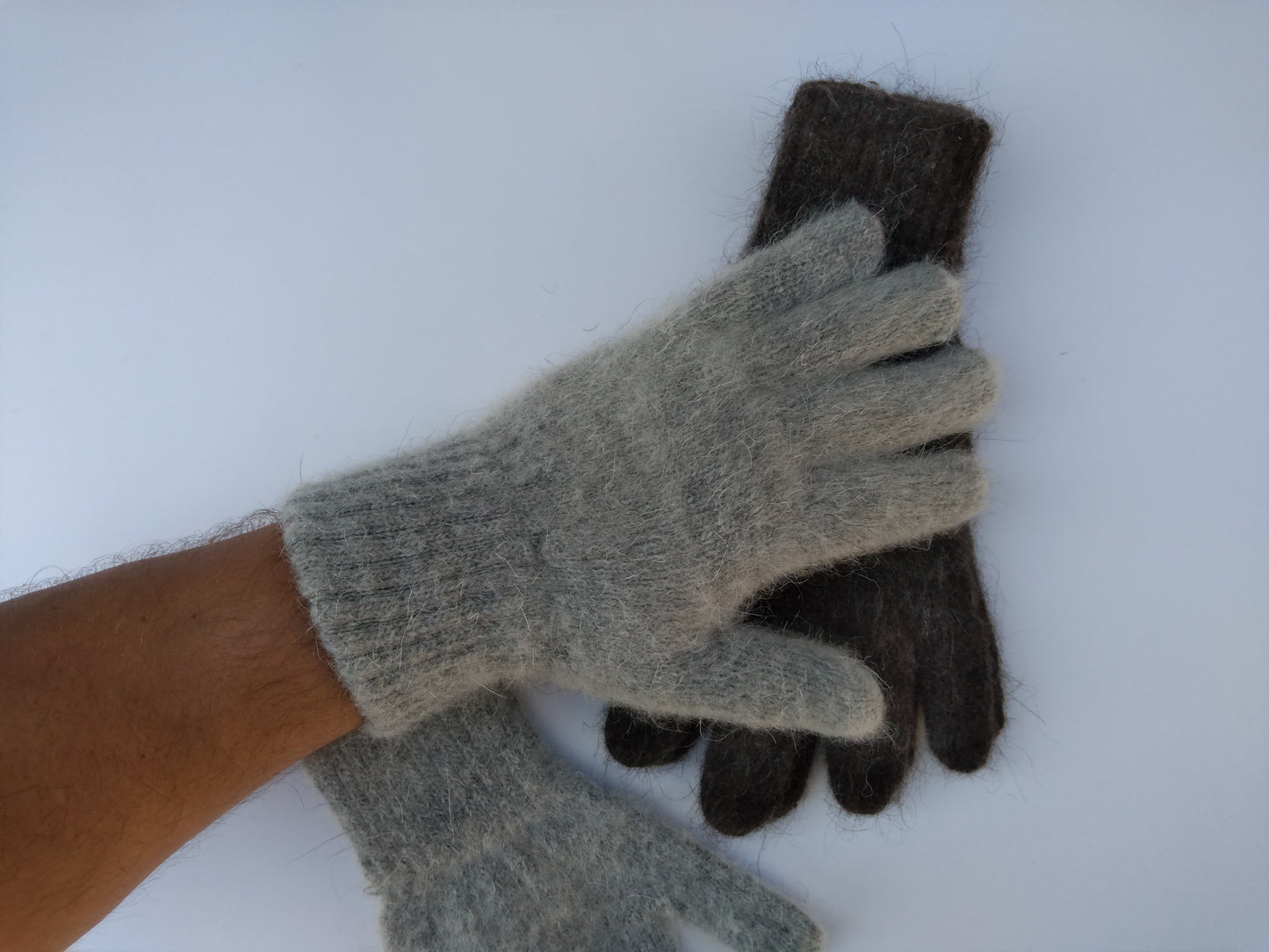 Grey Goat Down Wool Gloves