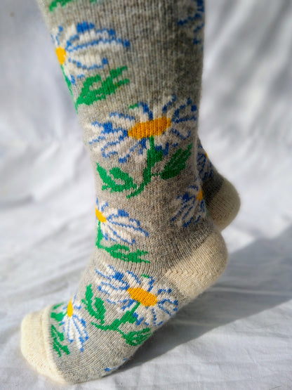 Daisy Wool Knee-Highs, Cream