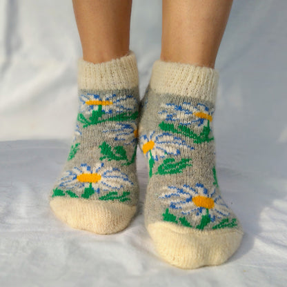 Daisy Wool Footies, Grey