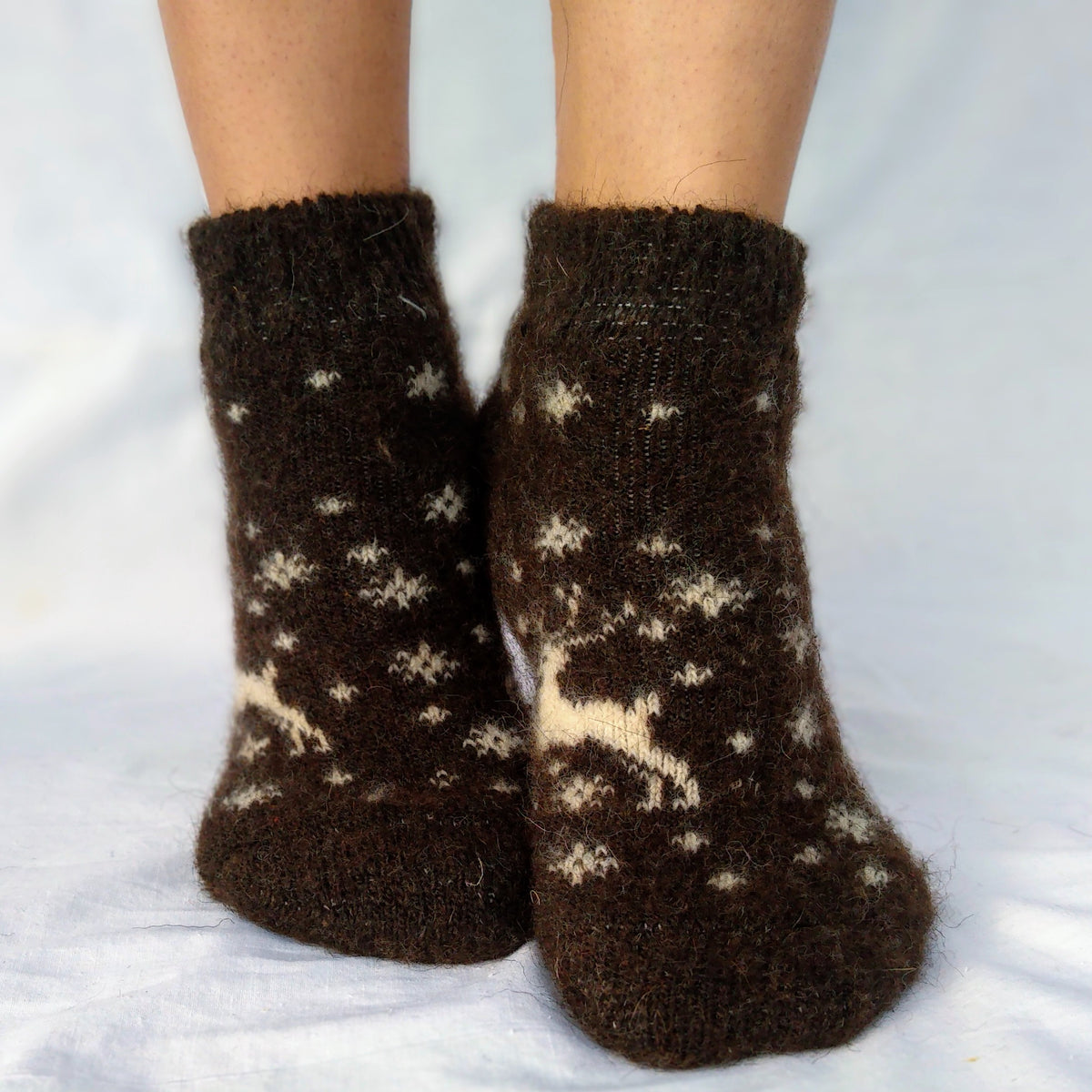 Deer & Snowflake Wool Footies