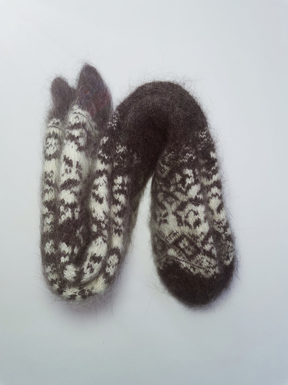 Snowflake Wool Knee-High Socks, Brown