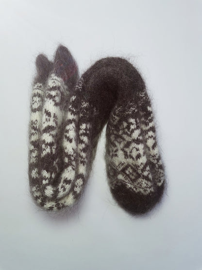 Snowflake Wool Knee-High Socks, Brown