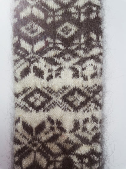 Snowflake Wool Knee-High Socks, Brown