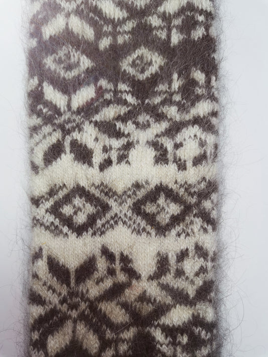 Snowflake Wool Knee-High Socks, Brown
