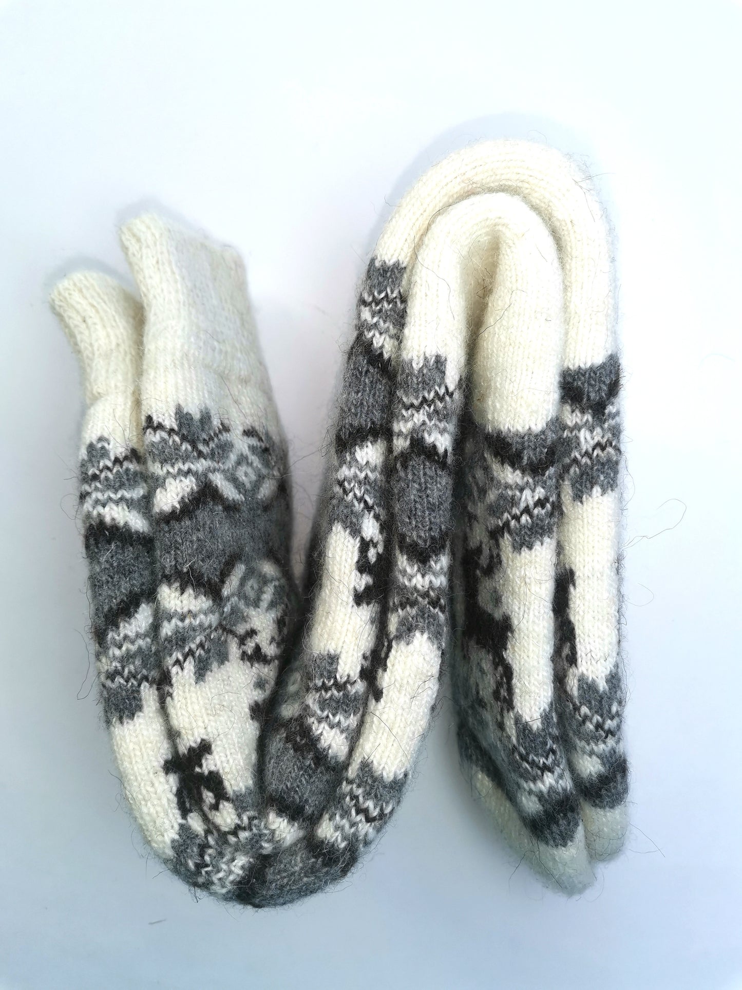 Deer & Diamond Wool Knee-High Socks, Cream