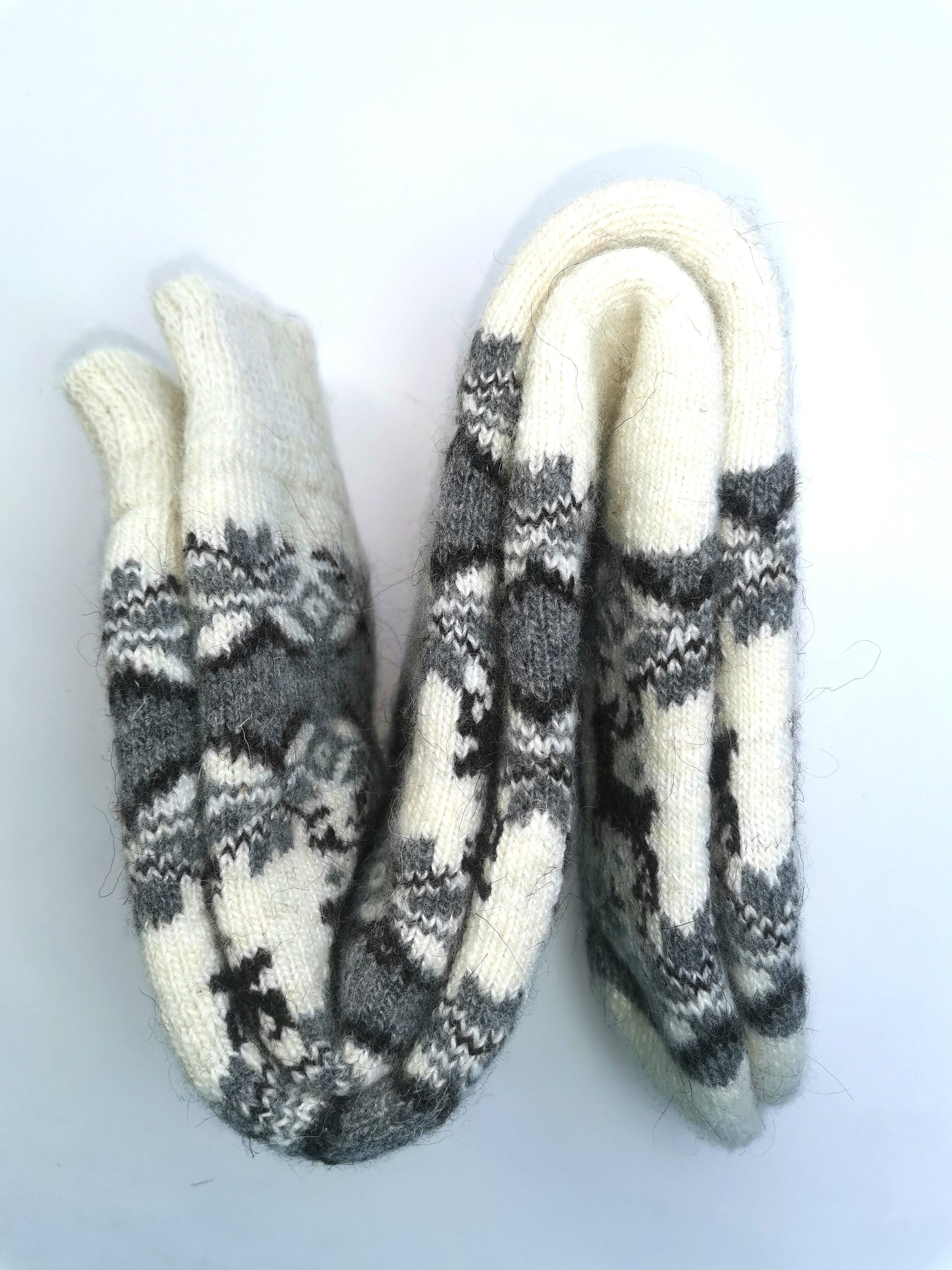 Deer & Diamond Wool Knee-High Socks, Cream